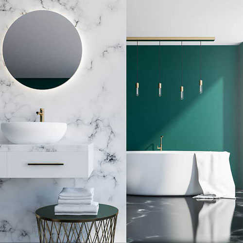 Photo d'une salle de bain en marbre : Luxe et élégance dans chaque détail.